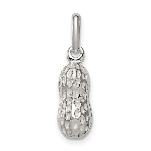 Sterling Silver Tiny 3D Peanut Charm 6 x 13mm - Picture 3 of 6